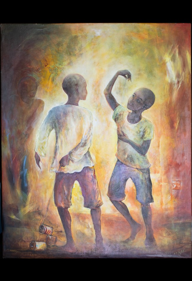Tableau Les deux enfants Talibés Baba Ly Tableau Les deux enfants Talibés Baba Ly