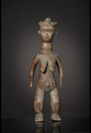 Statuette Baoulé Côte d’Ivoire ancienne en acajou, pièce unique destinée aux collectionneurs et amateurs d’art africain. Découvrez une sculpture remarquable, accompagnée de sa provenance et de son certificat d’authenticité.