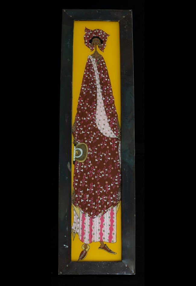 Découvrez ce tableau sous verre Sénégal collecté à Dakar en 1995. Une pièce originale avec cadre en métal de récupération pour collectionneur.