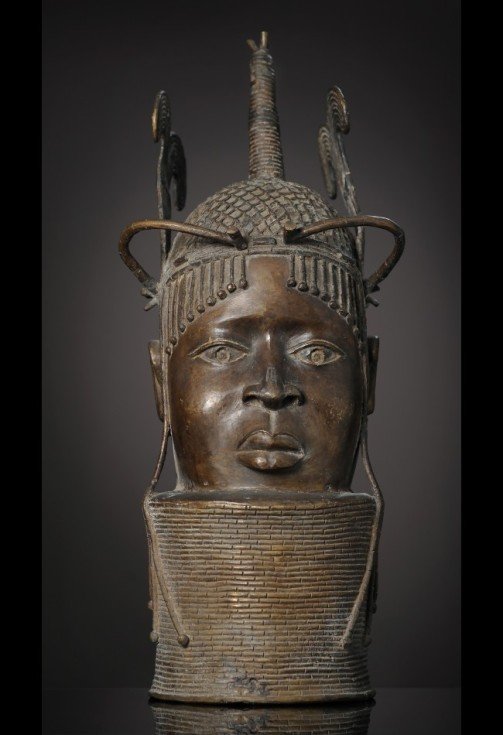 Tête commémorative Oba Ifé en bronze | Art africain